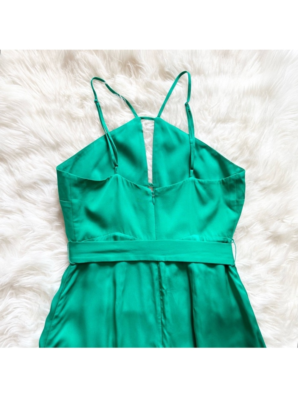New! Reiss Arianna Plunge Halter Neck Cut-out Midi Dress in Emerald Green - Picture 8 of 11